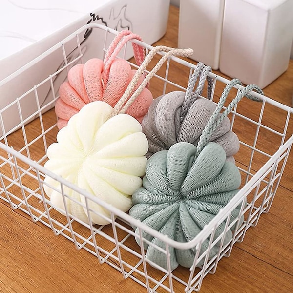 4 Stycken Bad Dusch Loofah Svamp Bad Mesh Puff Duschboll Kroppsskrubb Exfolierande Badsvamp
