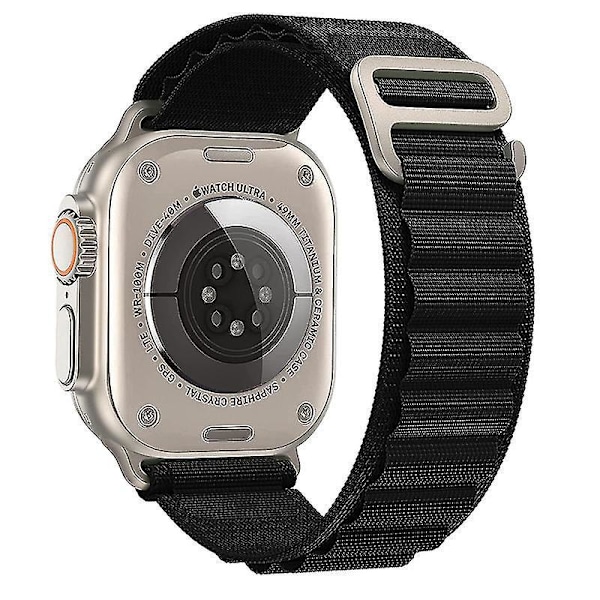 Alpine Loop Nylon Armband för Apple Watch Series 8/7/6/3/5 - Ultra Kompatibelt Klockarmband 42mm 44mm 45mm 49mm vit-Svart