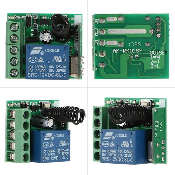 Langaton kauko-ohjainkytkinreleen lähetin-vastaanotin 433Mhz DC 12V 1CH Universaali kauko-ohjainkytkinmoduuli ja RF-lähetin Älykäs kodin kauko-ohjaus