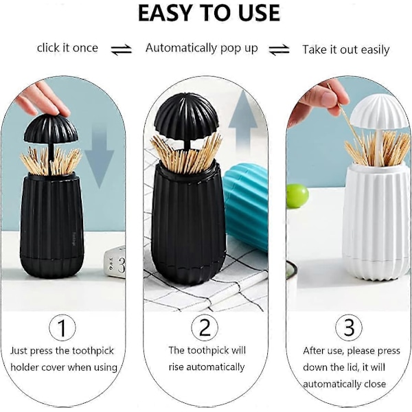 2 st Tandpetarhållare, Automatisk Tandpetardispenser i Plast, Portabel Tandpetarhållare i Plast, Tandpetarbox, Pop Up Tandpetarbehållare, Tandpetare D