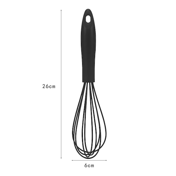 Silikoniviskit ruoanlaittoon - naarmuuntumattomat, ruostumattomasta teräksestä valmistetut, lämmönkestävät - 25 cm, musta