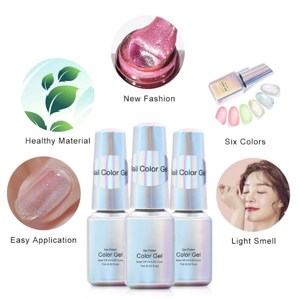 7ml Cat Eye UV-geelilakka Soak Off Cat's Eyes -geelilakka manikyyriin ja kynsien koristeluun