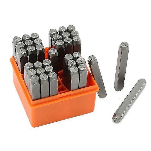 37 st Metallstämpelset med Siffror och Bokstäver, 6MM (1/4 Tum) Metall Punch Stämpel Kit DIY Konst- och Hantverksmaterial