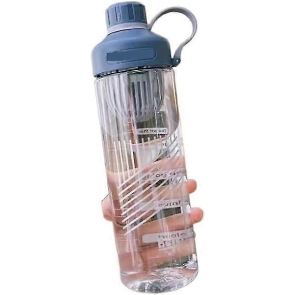 Urheilujuomapullo, urheiluvesipullo, suuri vesipullo teesuodattimella, muovinen vesikuppi ajalla (Koko: 650 ml, Väri: sininen)