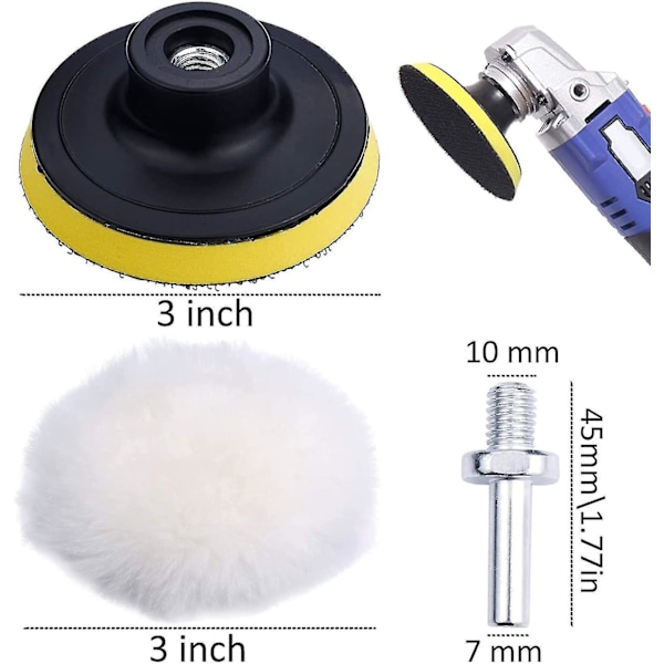 Poleringssvamp 22 st Bilpoleringssvamp med adapterkit för 3-tums bilpolering