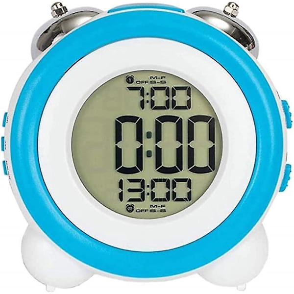 Mini Dubbel Klocka Väckarklocka Kreativ Väckarklocka LED Batteridriven Digital Display Tyst Väckarklocka (Utan Batteri)