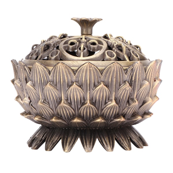 Bronze Lotus Røgelsebrænder - 7x5cm, Zinklegering boligdekoration