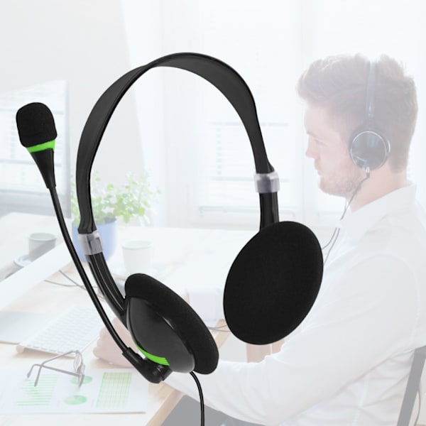 USB-headset med mikrofon, støjreducerende computerheadset til erhvervskaldcenter og kontor