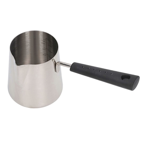Melkekanne for kaffe, 304 rustfritt stål, melkekanne med langt håndtak og spiss tut, latte-kanne med skala, 350 ml, 18x9,5x7,5 cm/7,1x3,7x3,0 tommer
