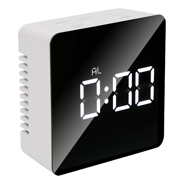 Multifunktionell LED-väckarklocka Skrivbordsmakeup Spegel Timer Digital klocka