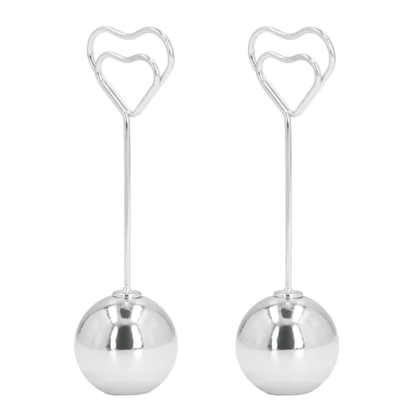 2 stk. bordnummerholder hjerteformet, fast, stabil, premium metal, robust, holdbar, bred anvendelse, pladskortholder sølv