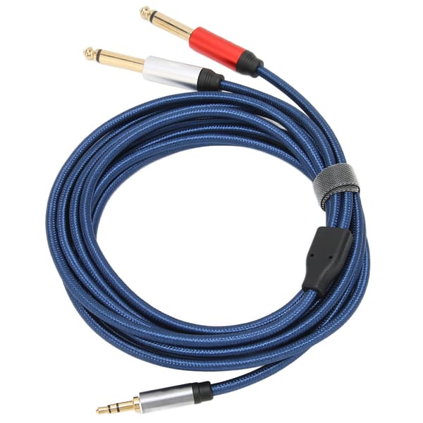 3,5 mm stereoplugg til dobbel 6,35 mm monoplugg lydkabel, nylon aluminiumslegering splitterkabel 5m / 16,4ft
