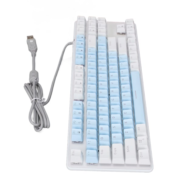 Mekaniskt speltangentbord 87 tangenter Blå switch RGB bakgrundsbelysning USB trådbundet mekaniskt tangentbord för PC Bärbar stationär dator Blå Vit