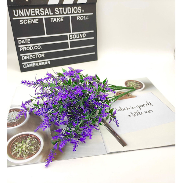 1 stk Kunstig Lavendelblomster, Kunstig Blomsterbukett Dekor, Kunstige Planter for Innendørs Utendørs Bryllup Hagedekorasjon - Lilla 36cm