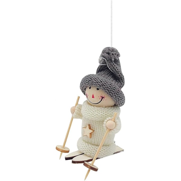 Skidåkande Jultomte Julgransprydnader Jultomten Snögubbe Älg Skidåkare Skidtomte Docka Julgran Hängande Prydnad Utomhus Sportfans Gåvor för 2021 Ny (B, 2st