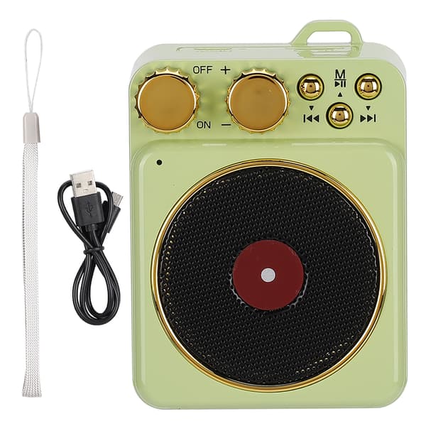 DC 3.7V Retro Bluetooth 5.0-högtalare med smart ljudröstutsändning för MP3 / TF-kortGrön