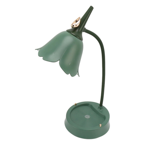 3W LED Touch Bordlampe 3 Gear Dæmpbar Foldbar Kronbladformet Skrivebordslampe USB 5V Grøn