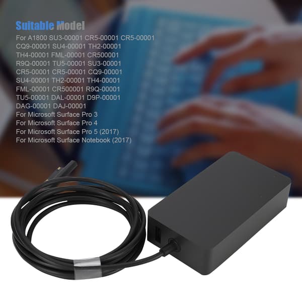 Svart 15V 2.58A 44W-adapter för Microsoft Surface Pro 3 / 4 / 5 / Notebook (amerikansk kontakt 100v-240v)