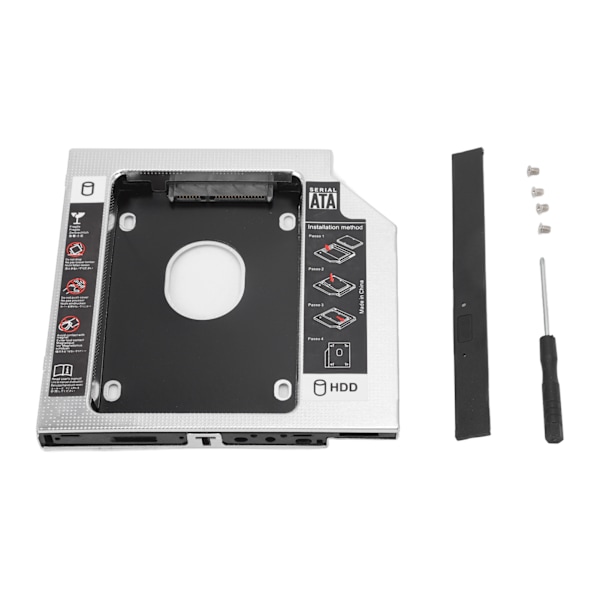 SATA til SATA 2. HDD SSD-kabinett 2-kanals beskyttelse Harddisk Caddy Case Tray for 12,7 mm CD DVD ROM optisk stasjonsspor