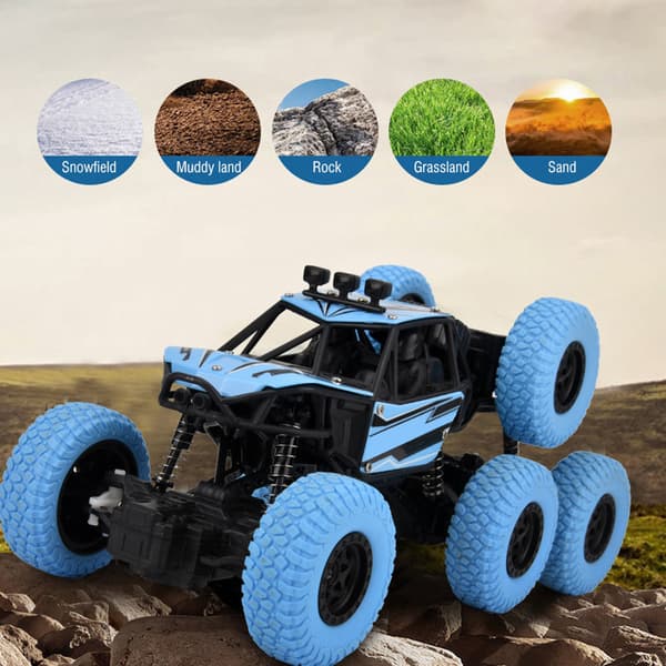 6-hjulsdriven fjärrkontroll 1/18 Crawler Buggy Racing Car RC Modellleksak för barn (blå)