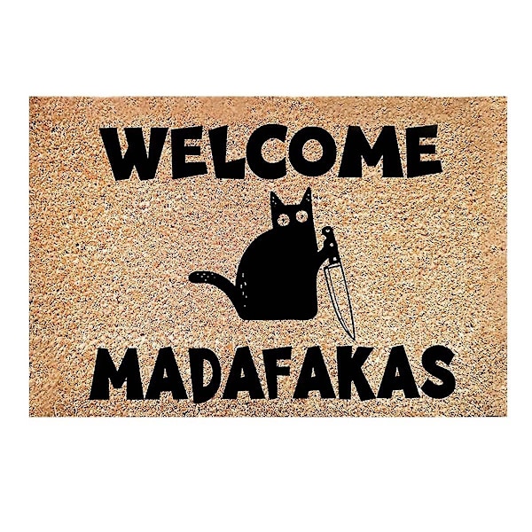 Dark Cat Welcome Madafakas Full Print Dörrmatta Rolig Dörrmatta Heminredning Kök Badrumsinredning Ge Folk Roliga Presenter-B5