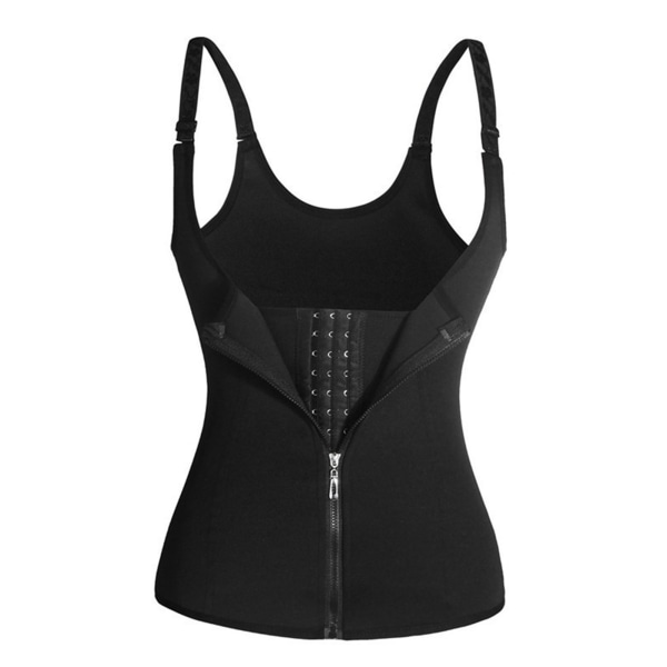 Kvinders underbust korset taljetræning 2 i 1 multifunktionel lynlås foran korsetoverdele til fitness bryllup Cosplay Sort S