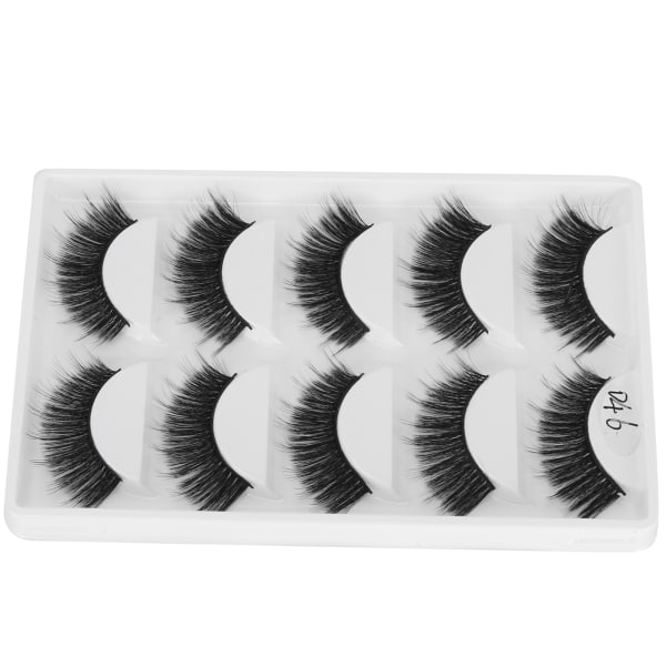 5 par tykke, tette falske vipper Tredimensjonale lange krøllede falske øyevipper Makeup Tool(D46)