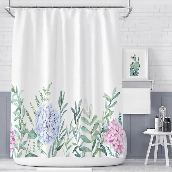 Udsøgt Green Leaf Floral Polyester badeforhæng - 180 X 180 cm