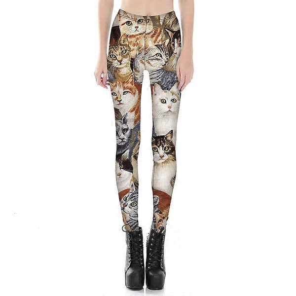 Crazy Cat Lady Deluxe Leggings Dam Hög Midja Mönstrade Ankel Elastiska Tights Leggings Andningsbara S