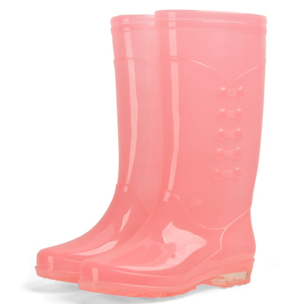 Tall Rain Boots Non Slip Waterproof Rain Shoes PVC Transparent Rain Footwear with Plush Cotton Coverfor Women Adults Pink 36