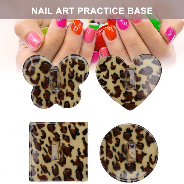 Nail Art Practice Display Stand DIY Training Tips Holder Akryl Krystall Base Viser HylleLeopard Base