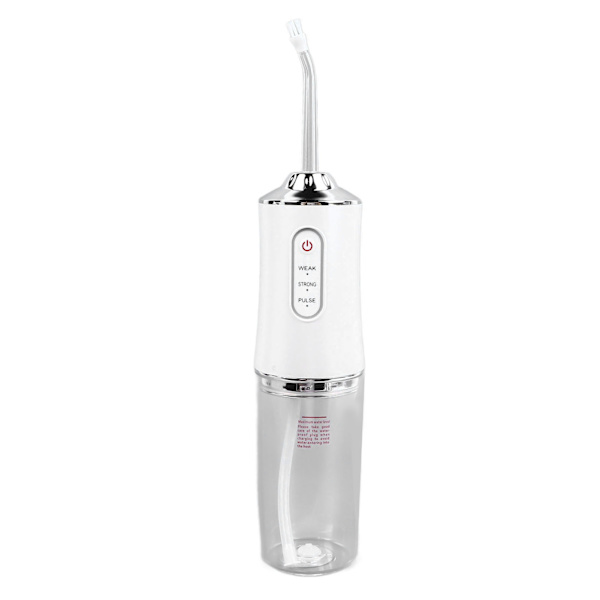 Elektrisk Tandtråd Vit Bärbar Hög Effektivitet med 4 Utbytbara Munstycken Puls Laddningsbar Vattentråd Oral Irrigator för Munhälsa