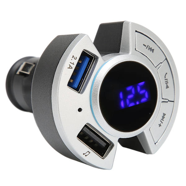 Bluetooth FM-sändare Billadapter USB-minneskort 3 uppspelningslägen Display 87,5 till 108,0 MHz Billaddare 12 till 24 V