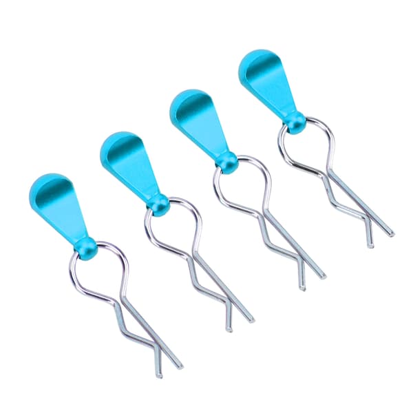 4 stk. RC Karosseri Klips Stift Rustfrit Stål R-Form Universal til 1/8 1/10 Fjernstyret Bil Blå