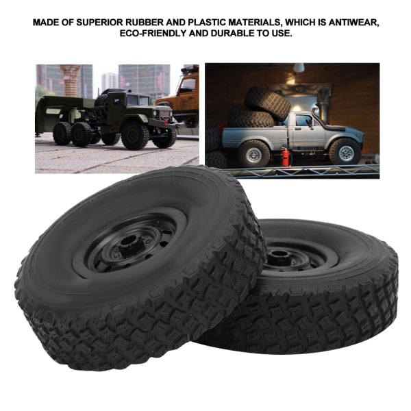 Antiwear hjuldäck svart gummidäck Passar till WPL C-34 1/16 4WD Military Truck