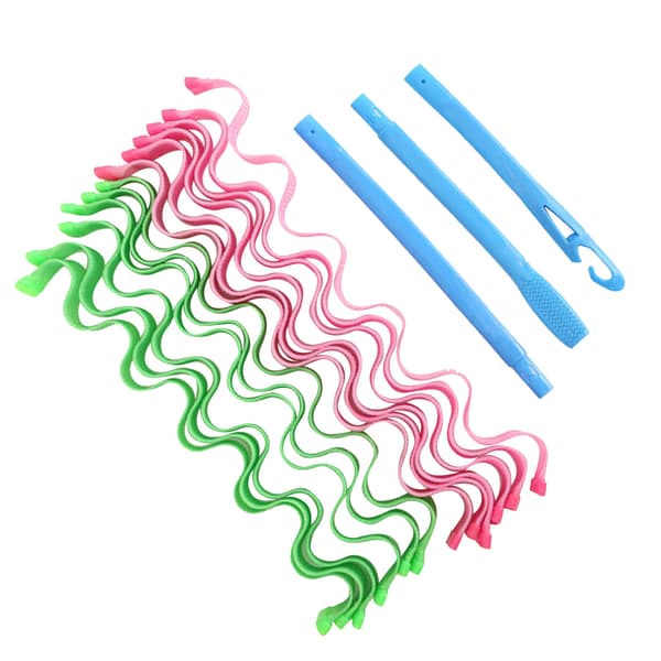 Spiral Curls Styling Kit DIY Plast Hår Spiral Curl Styling Roller för Kvinnor Flickor Extra Långt Hår 45cm/17.7in (12st)