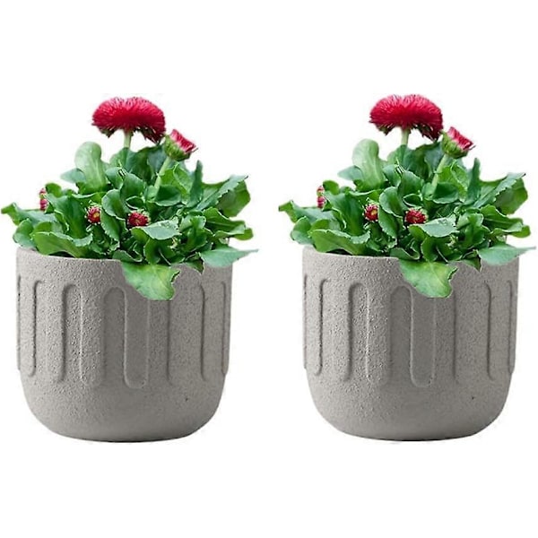Keramisk Blomkruka - För Inomhusbruk - Matt Textur - För Suckulenter - Liten Blomkruka För Vardagsrum, Kontor - 11 X 13 Cm - Grå