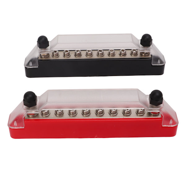 1 par strømfordelingsblokk 10 terminal 48V 150A M6 stud M4 skrue samleskinne for bilbåt 2PCS M6 studs, 8PCS M4 skrue