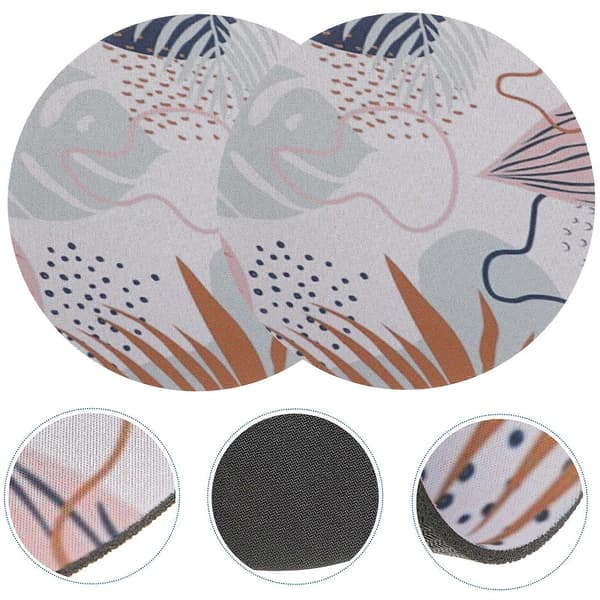 2 stk Musematte Sklisikker Mønstret Musematte Rund Musematte Skrivebordsmusematte 20X20X0.2CM