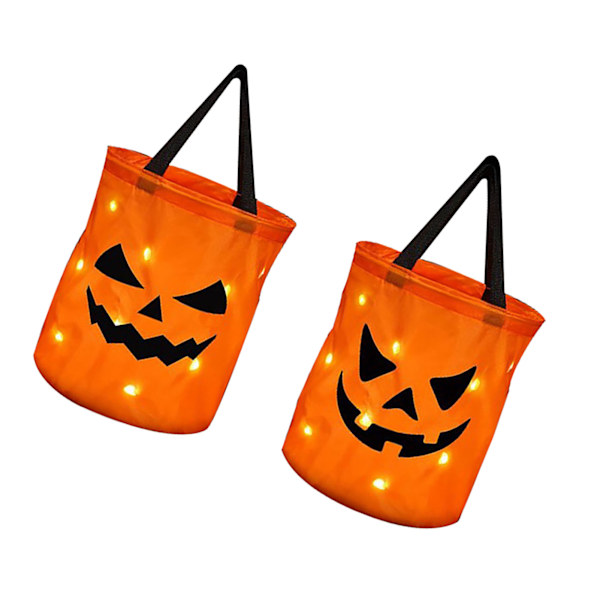 2 stk LED Halloween godteriposer 12 tommer høye 10 tommer brede gresskar stil batteridrevne Halloween festposer for fest
