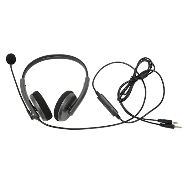 Callcenter-headset - Multifunktionelt, stilfuldt, støjreducerende HD-opkald, høreværn, telefonheadset, rumgrå, dobbelt 3,5 mm