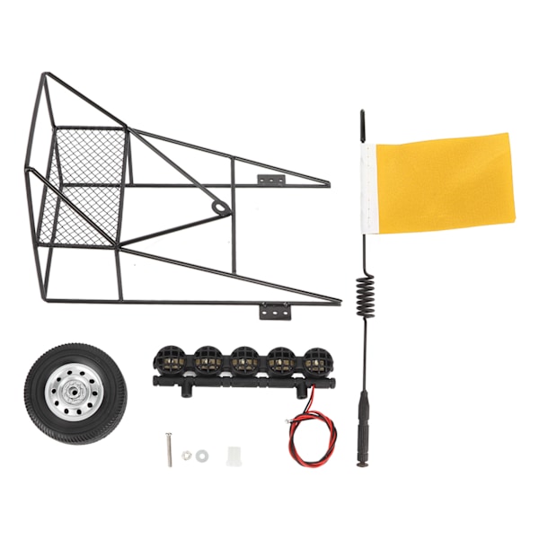 RC Bakre Hink med Däck Taklampa Flagga Bilmodell Bakre Hink Rullbur för WPL D12 1/10 RC Lastbil Gul