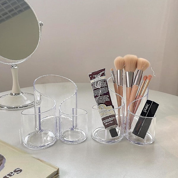 S-formet gennemsigtig desktop makeup børste og brevpapirholder