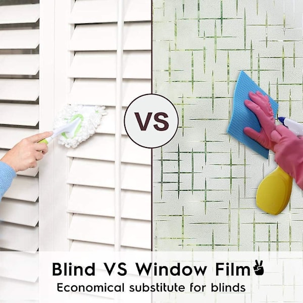 Fönsterfilm i Glas Ger Bra Sekretess Statisk Fästning Frostad Fönsterfilm Icke-Limmad Anti Sekretess Glasdekal Korsmönster Lätt att Installera Hem Kontor