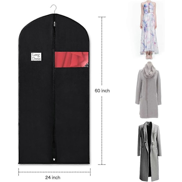 Kjolepose Tøjpose Jakkesætposer 152 cm Tøjbetræk med Gennemsigtigt Vindue Ikke-Vævet Frakkeopbevaring til Garderobe og Rejser Støvtæt, 4 stk.