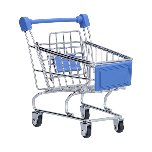 Mini Supermarket Handcart Blå Utsökt Bred Applikation Robust Hållbar Mini Shopping Cart för Hem Kök Kontor