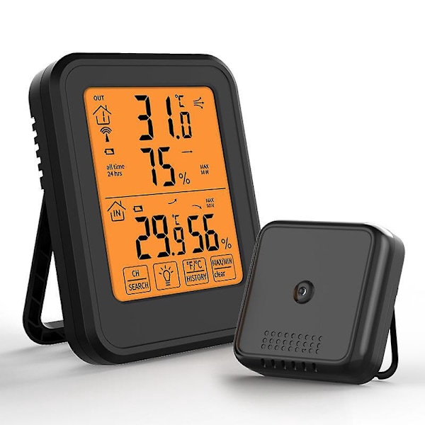 Trådløst Innendørs Utendørs Hygrometer Termometer, Digitalt Hygrometer Termometer med Probe, Monitor