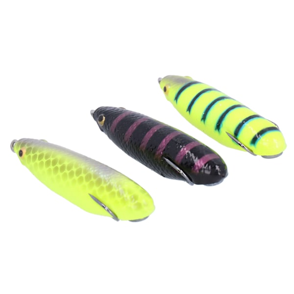 3 stk kunstig fiske agn naturtro 3D mykt silikon lokke fiske svømming agn med krok