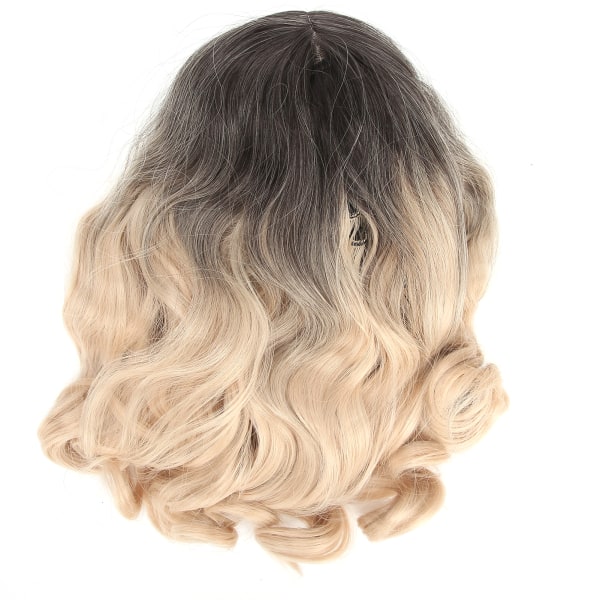 Bølgete parykker Syntetisk hår varmebestandig fiber krøllete korrugerte frisyrer Gradient farge kvinner parykker