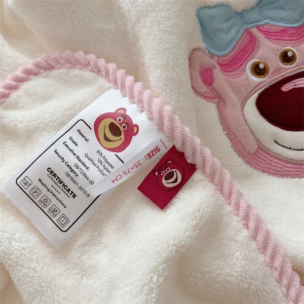 2 stk. badehåndklæde sødt bjørnemønster hamp blonder blød absorberende koral fleece brusebad håndklæde hvid